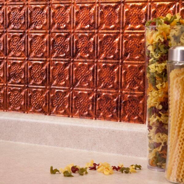 Fasade 18.25 in. x 24.25 in. Moonstone Copper Traditional Style # 6 PVC Decorative Backsplash Panel