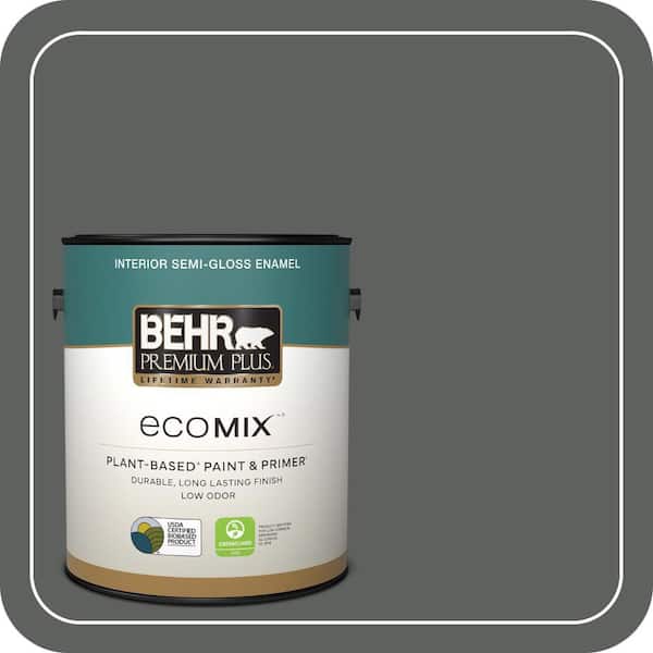 1 gal. #N460-6 Hematite Semi-Gloss Enamel EcoMix Plant-Based Interior Paint & Primer