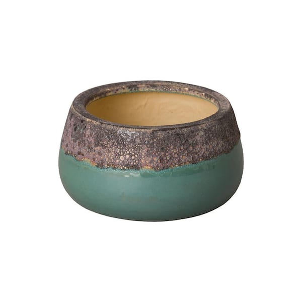 9 in. Reef/Teal Ceramic Round Planter (9 in. L x 9 in. W x 5 in. H) High-fire treatment with Drainage Hole