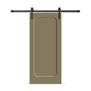 42 in. x 96 in. Hollow Core Olive Green Painted Composite Modern Interior Sliding Barn Door with Hardware Kit