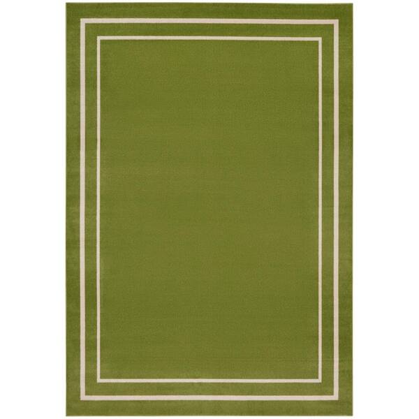 Nourison Essentials Green Ivory 9 ft. x 12 ft. Solid Contemporary Indoor/Outdoor Area Rug 138422