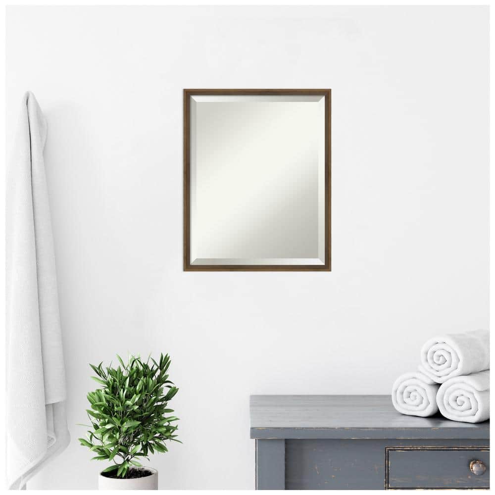 Elegant Rectangular Light Bronze Wood Vanity Mirror 17" x 21"