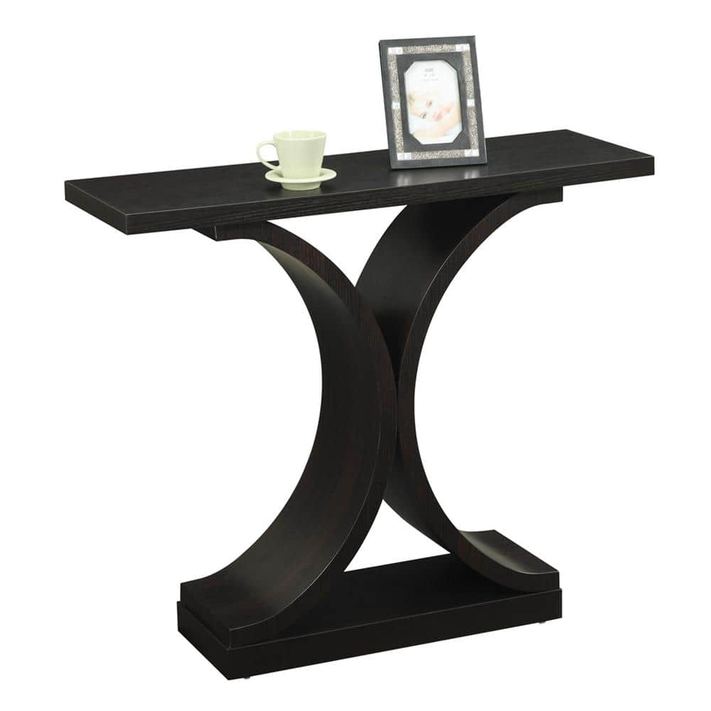 Espresso Wood Demilune Console Table with Curved Base