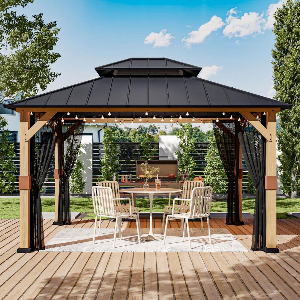 MeetLeisure 11 ft. x 13 ft. Outdoor Patio Wood Framed Gazebo with