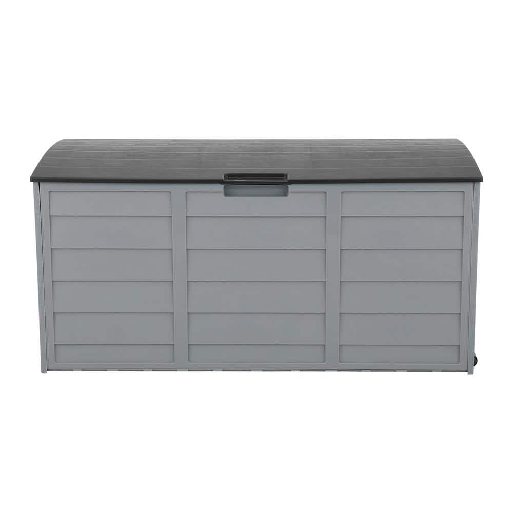 75 Gallon Gray Plastic Lockable Deck Box with Wheels