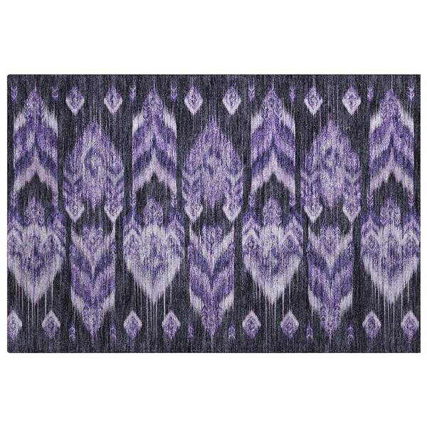 Dream Shag Premium Machine Washable Abstract ADS812 Purple 3 ft. x 4 ft. Area Rug