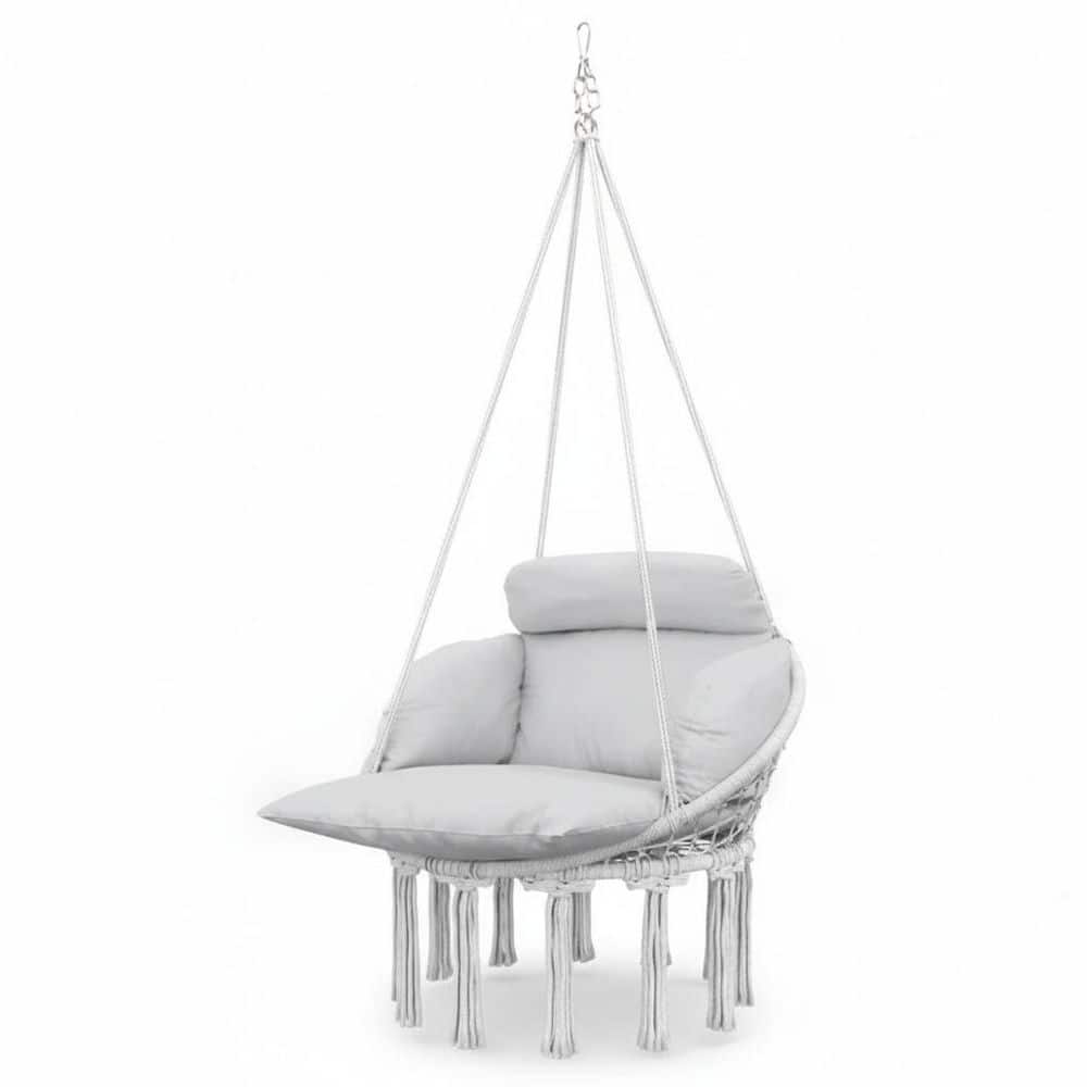 1-Person Gray Steel Porch Swing with Steel Chain for Garden