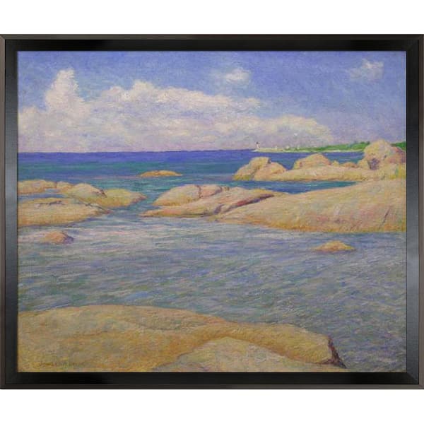 LA PASTICHE 22.5 in. x 26.5 in. Annisquam Light by John Leslie Breck Studio Black Wood Angle Framed Nature Oil Painting Art Print