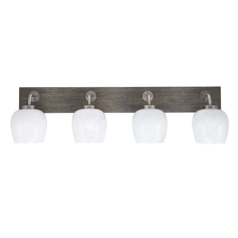 Kirby 36.5 in. 4-Light Graphite and Painted Distressed Wood-look Metal ...