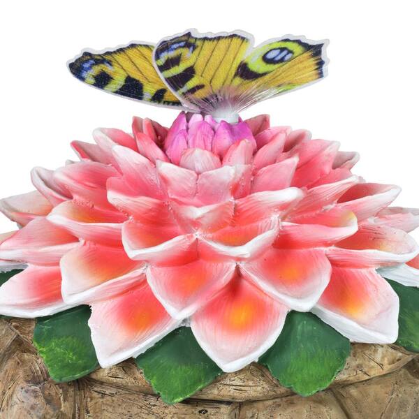 Exhart Solar Turtle with Color Changing Butterfly Garden
