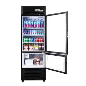 12.5 cu. ft. Commercial Upright Display Refrigerator Glass Door Beverage Cooler with Built-in Ice Maker in Black