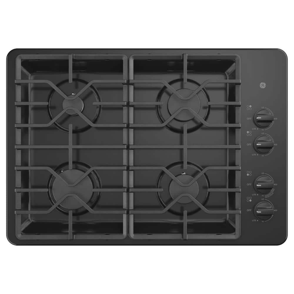 GE 30 in. Gas Cooktop in Black with 4 Burners Including Power Burners
