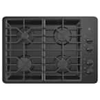30 in. Gas Cooktop in Black with 4 Burners Including Power Burners