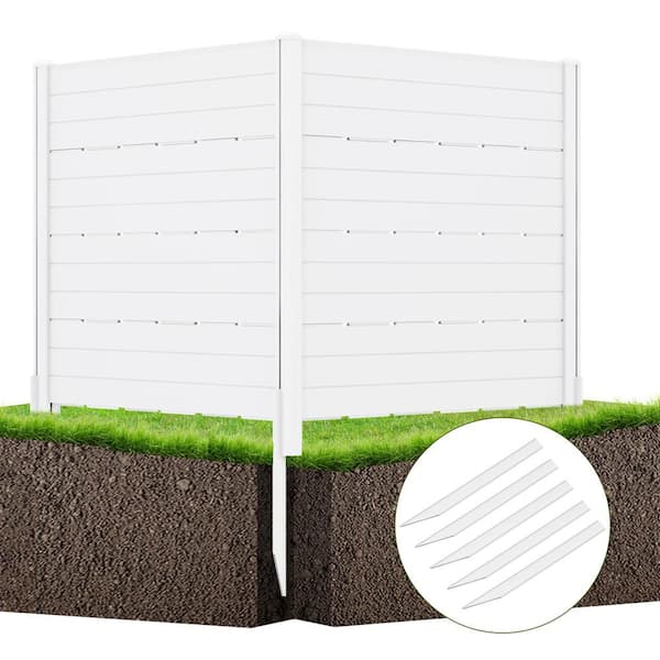 HONEY JOY 4.08 ft. x 4.04 ft. White PVC Outdoor Privacy Fence Panel Decorative Fence Trash Enclosure and Air Conditioner