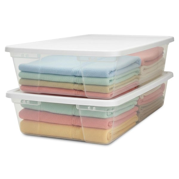 Snaplock 41 Qt Stackable Plastic Storage Container w/Latching Lid (2 Pack)