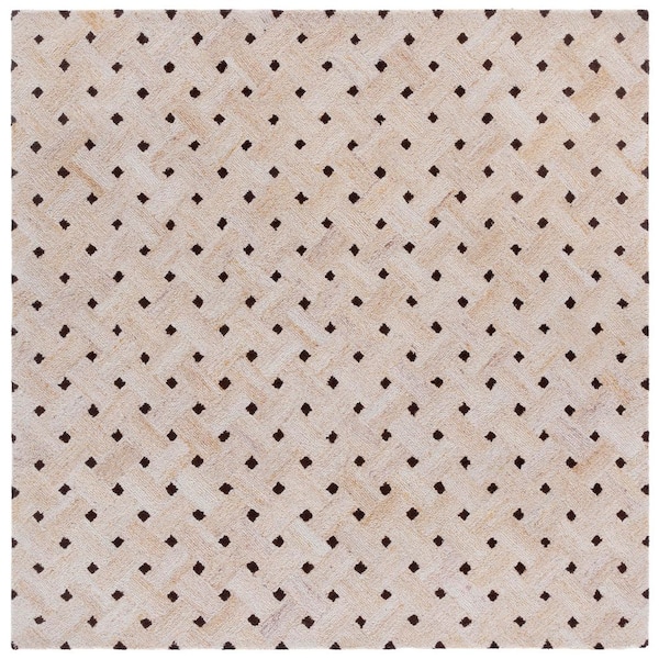 SAFAVIEH Genre 6 ft. x 6 ft. Light Brown/Ivory Spotted Lattice square Area Rug