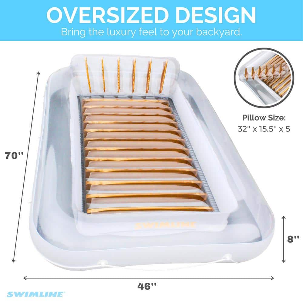 Pearlized White and Gold Inflatable Suntan Tub Lounger