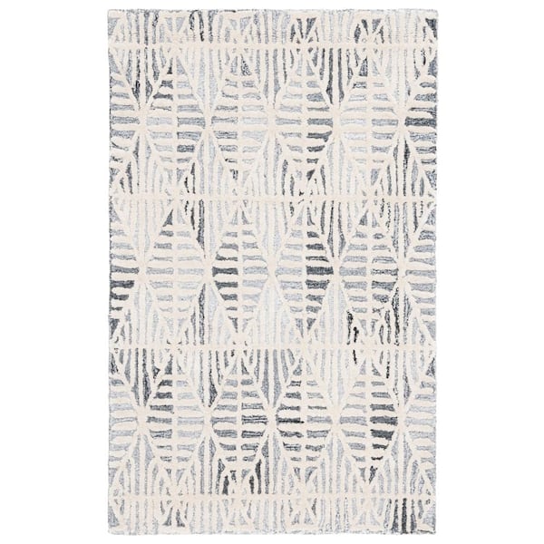 SAFAVIEH Ebony Gray/Ivory Doormat 3 ft. x 5 ft. Diamond Area Rug