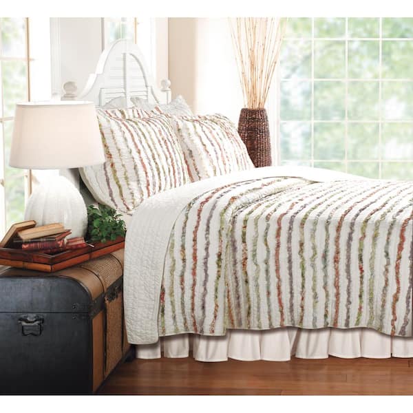 Greenland Home Fashions Bella Ruffle 2-Piece Multicolored Twin Quilt Set