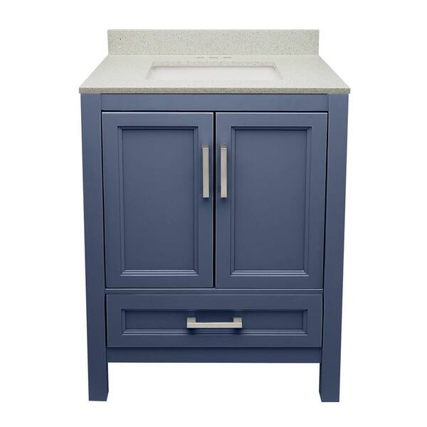 Ella Nevado 25 in. W x 19 in. D x 36 in. H Bathroom Vanity in Blue with Quartz Stone Vanity Top Sink in Galaxy White