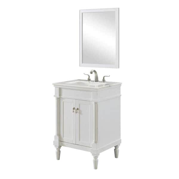 Unbranded Timeless Home 24 in. W Single Bathroom Vanity in Antique White with Vanity Top in White with White Basin