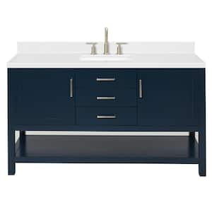 Bayhill 60.25 in. W x 22 in. D x 36 in. H Single Sink Freestanding Bath Vanity in Midnight Blue with Man-Made Stone Top