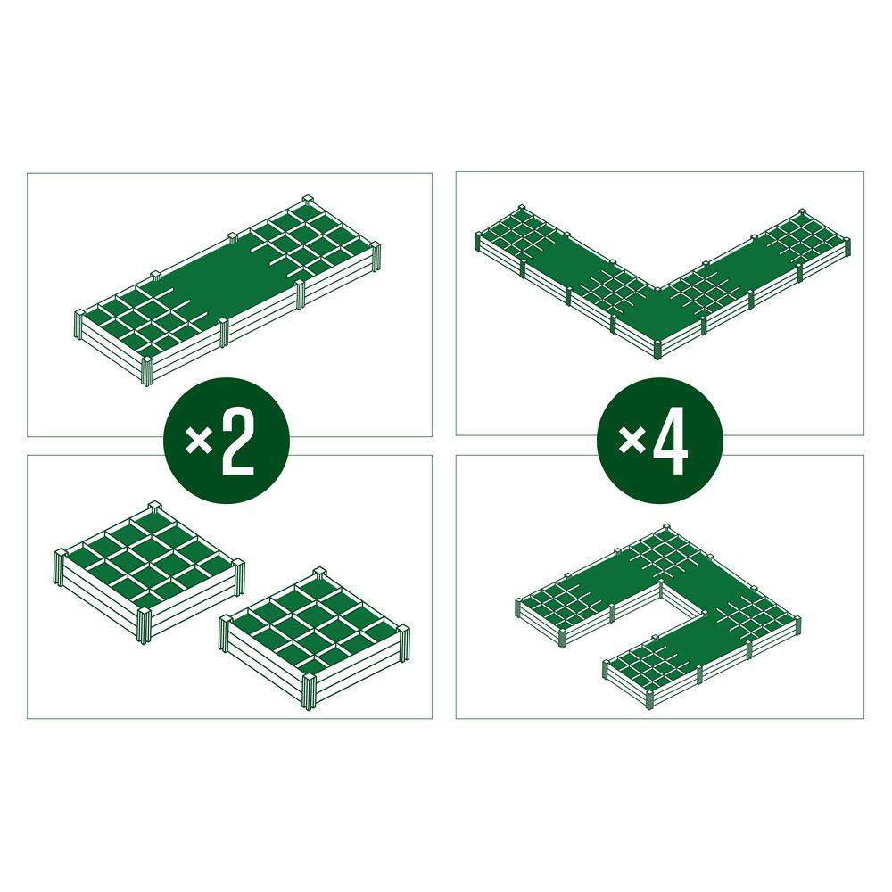 Classic White Vinyl 48" x 48" Raised Garden Bed with Grid