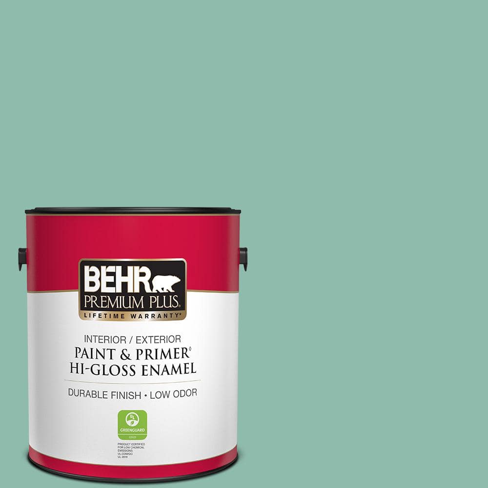 BEHR PREMIUM PLUS 1 gal. #MQ6-37 Mild Evergreen Hi-Gloss Enamel ...