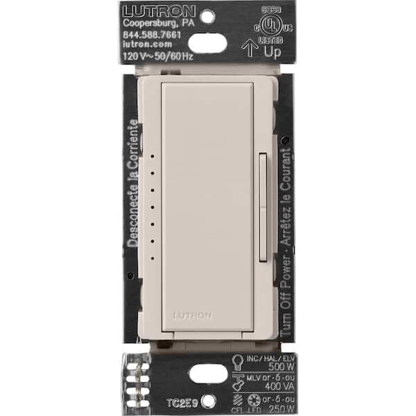 Lutron Maestro PRO LED+ Tap Dimmer Switch for 250W LED, 500W ELV, 400W MLV, Single Pole/Multi-Location, Taupe (MA-PRO-TP)