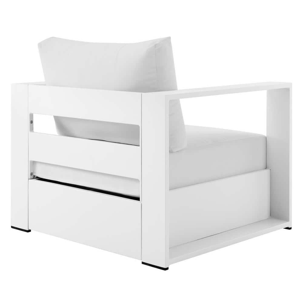 Tahoe Modern White Aluminum Outdoor Armchair with Cushions