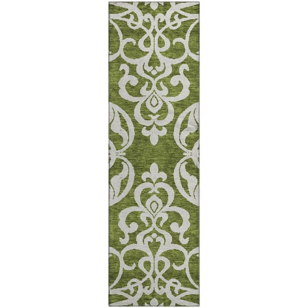 Addison Rugs Mayfield Premium Machine Washable Abstract AMF973 Green 2 ft. 3 in. x 7 ft. 6 in. Runner Rug
