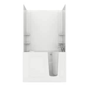 Rampart Nova Heated 4.5 ft. Walk-in Air Bathtub with Easy Up Adhesive Flat Wall Surround in White