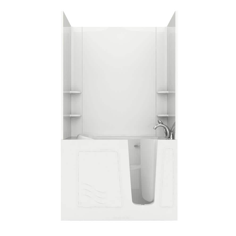 Rampart 4.5 ft. Walk-in Whirlpool and Air Bathtub with Flat Easy Up Adhesive Wall Surround in White price history on PriceWatchPro