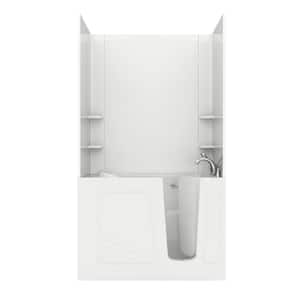 Rampart Nova Heated 4.5 ft. Walk-in Whirlpool and Air Bathtub with Flat Easy Up Adhesive Wall Surround in White