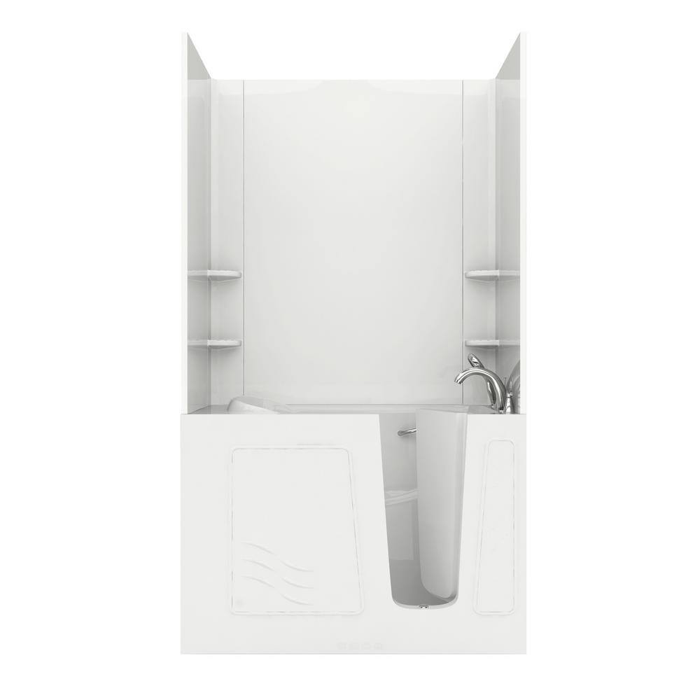 Rampart 4.5 ft. Walk-in Non-Whirlpool Bathtub with Easy Up Adhesive Flat Wall Surround in White price history on PriceWatchPro