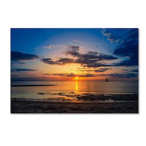 22 in. x 32 in. "Sunset Breakwater Lighthouse" by PIPA Fine Art Printed Canvas Wall Art