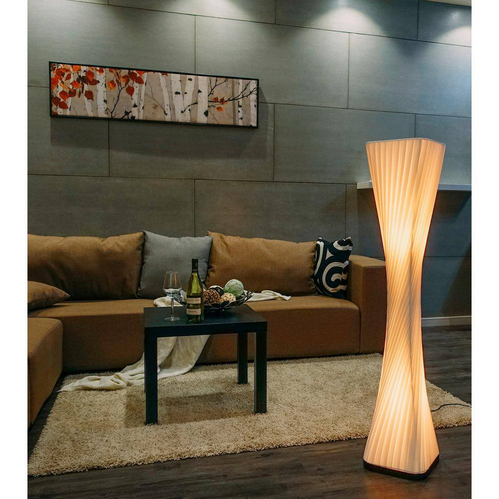 Ballerina 48" Modern Twist Black Floor Lamp with Polyethylene Shade