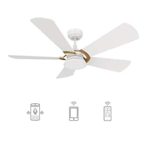 Bradford 52 in. Dimmable LED Indoor/Outdoor White Smart Ceiling Fan with Light and Remote, Works with Alexa/Google Home