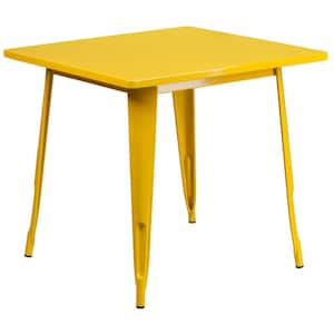 Yellow Square Metal Outdoor Bistro Table