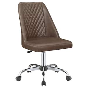 Althea Faux Leather Upholstered Tufted Back Office Chair in Brown and Chrome