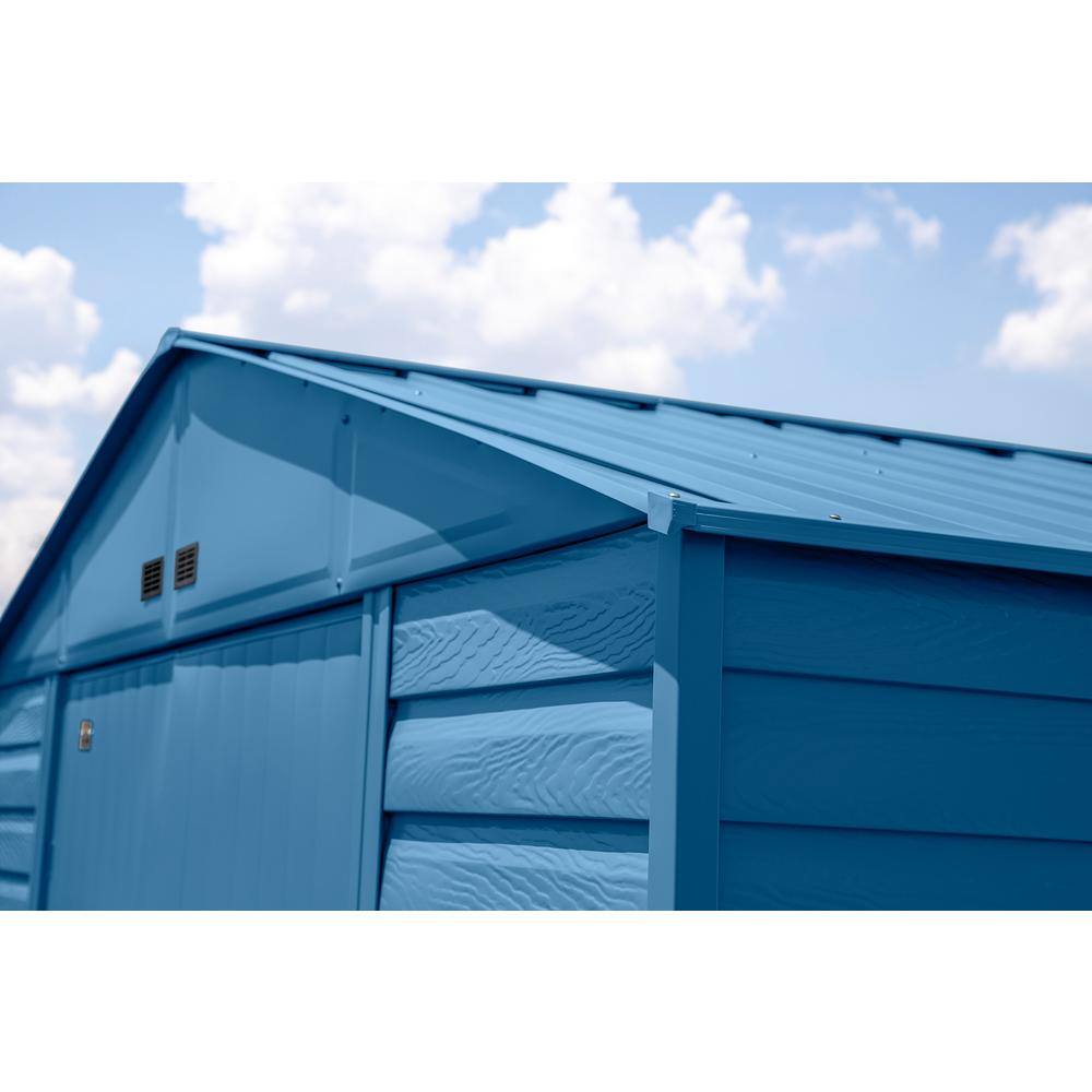 Blue Grey Galvanized Steel Peak Roof Storage Shed, 6x5