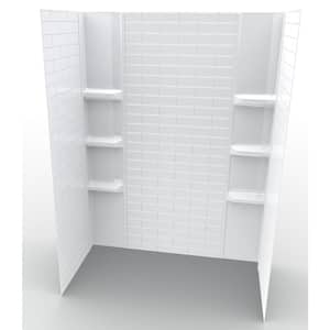 60 in. W x 80 in. H Polystyrene Glue-Up Tub and Shower Surrounds in Classic Subway Tile Pattern