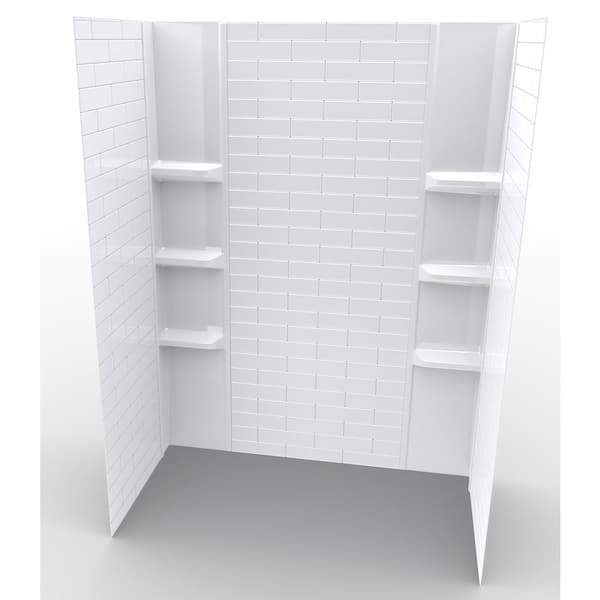 Unbranded 60 in. W x 80 in. H Polystyrene Glue-Up Tub and Shower Surrounds in Classic Subway Tile Pattern