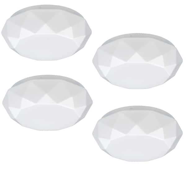 Commercial Electric 12 in. Diamond Color Selectable LED Flush Mount Ceiling Light 910 Lumens Dimmable (4-Pack)