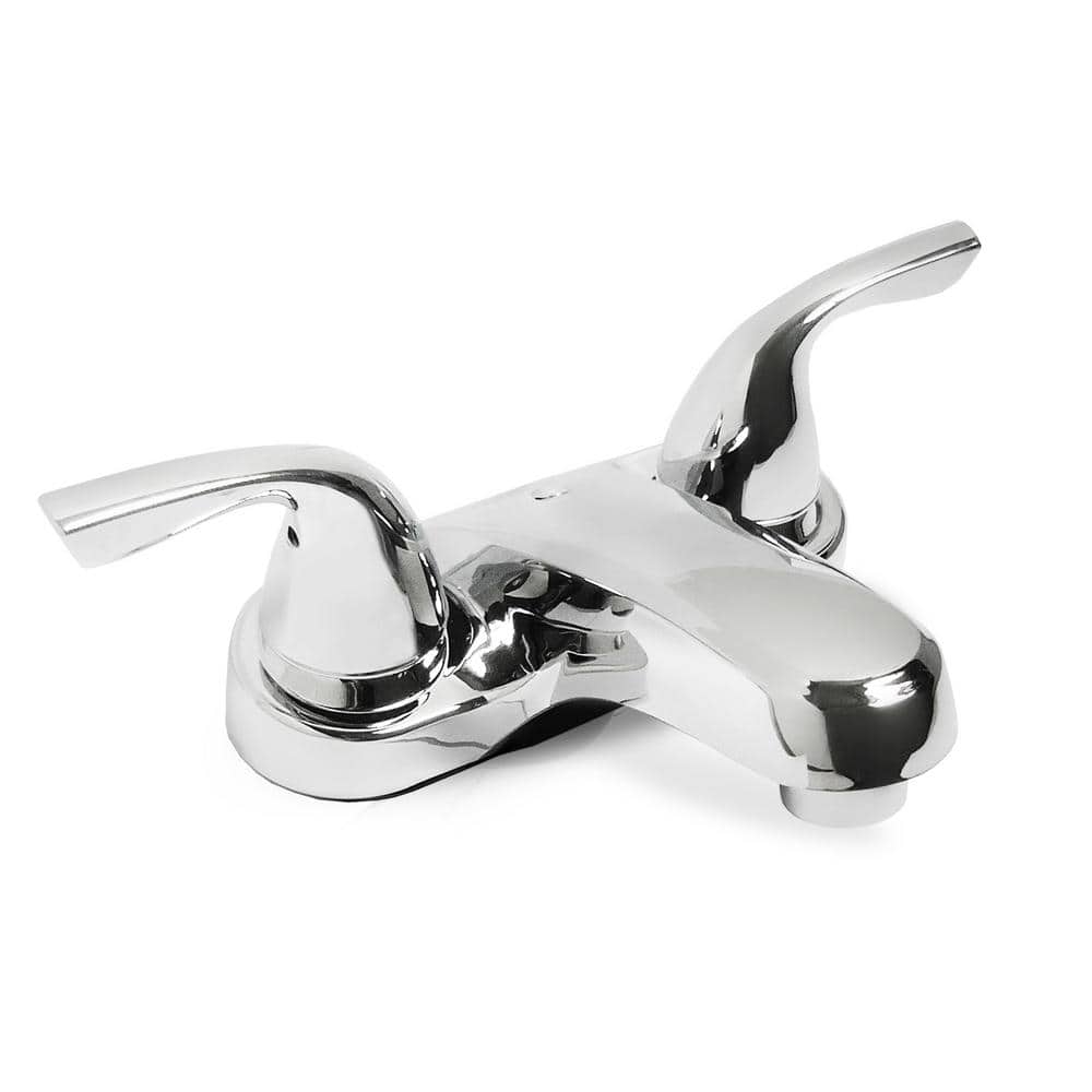 Polished Chrome Double Handle Low Arc Bathroom Faucet