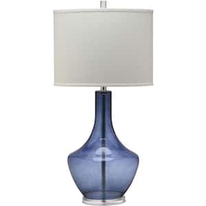 Mercury 33 in. Light Blue Glass Urn Table Lamp with White Shade