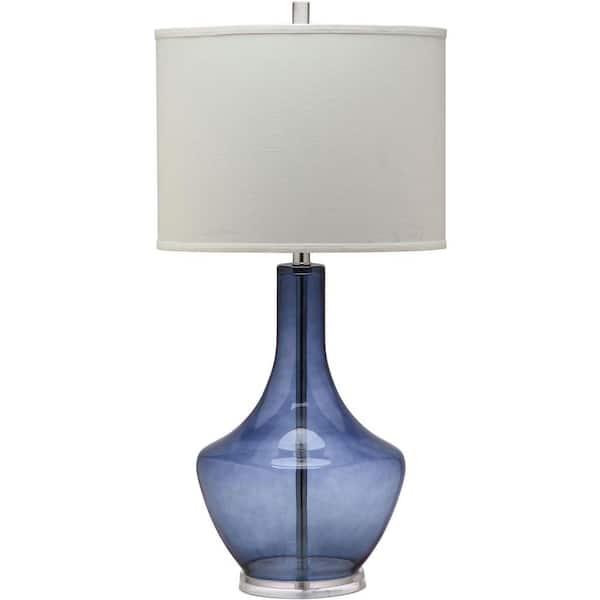 SAFAVIEH Mercury 33 in. Light Blue Glass Urn Table Lamp with White Shade