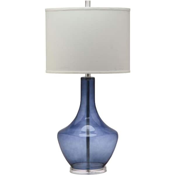 blue textured urn table lamp