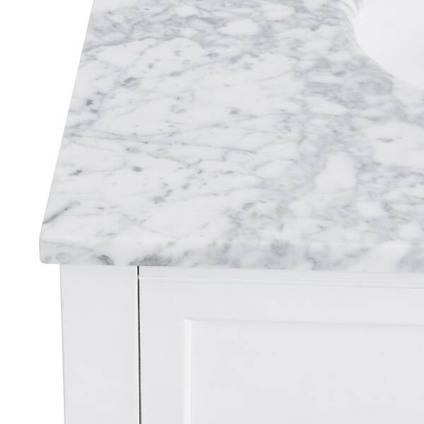 Southern Enterprises Parkerton 30 in. W x 22.25 in. D Bath Vanity in White with Marble Vanity Top in Soft Gray with White Basin