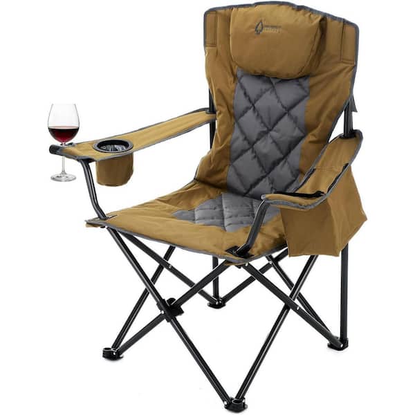 KKS0337U Wrangler Brown Foldable Camping Chair With 6-Can Cooler